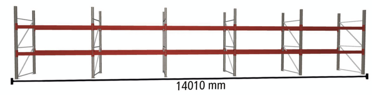 META Palettenregal MULTIPAL für 45 Paletten, 14010 mm breit, 2 Lagerebenen Standard 2 ZOOM