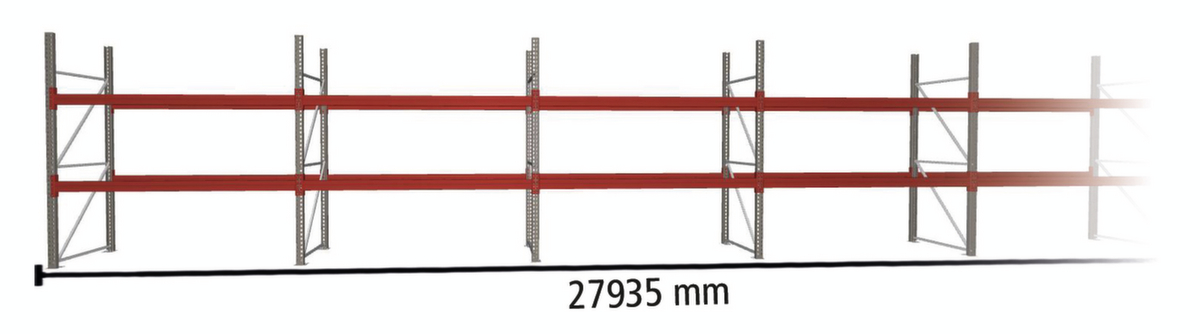 META Palettenregal MULTIPAL für 90 Paletten, 27935 mm breit, 2 Lagerebenen Standard 2 ZOOM