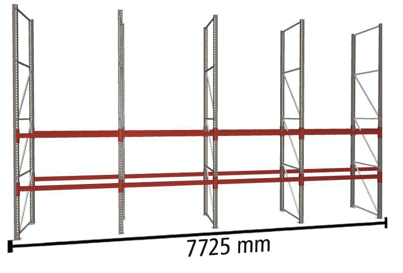 META Palettenregal MULTIPAL für 24 Paletten, 7725 mm breit, 3 Lagerebenen