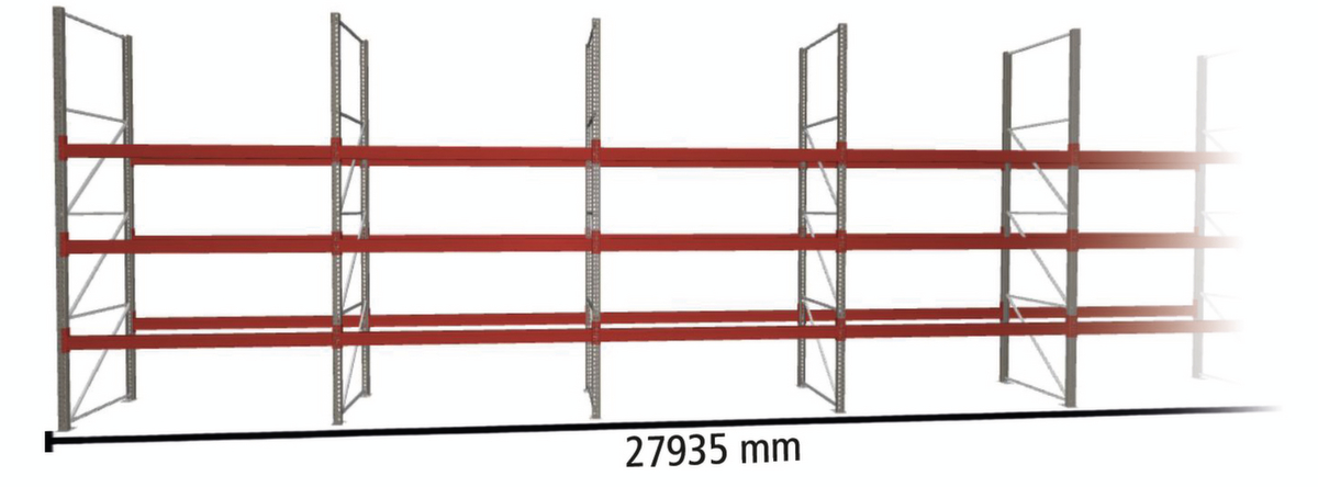 META Palettenregal MULTIPAL für 120 Paletten, 27935 mm breit, 4 Lagerebenen