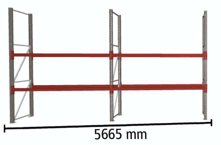 META Palettenregal MULTIPAL für 12 Paletten, 5665 mm breit, 3 Lagerebenen Standard 2 ZOOM