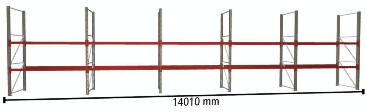 META Palettenregal MULTIPAL für 30 Paletten, 14010 mm breit, 3 Lagerebenen Standard 1 ZOOM