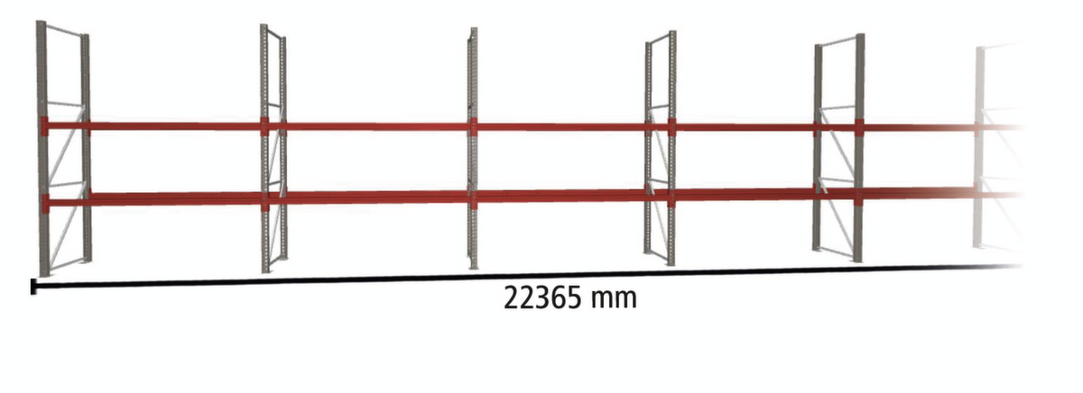 META Palettenregal MULTIPAL für 48 Paletten, 22365 mm breit, 3 Lagerebenen Standard 1 ZOOM