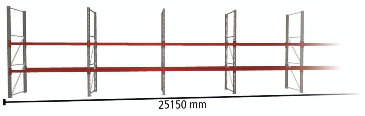 META Palettenregal MULTIPAL für 54 Paletten, 25150 mm breit, 3 Lagerebenen Standard 2 ZOOM