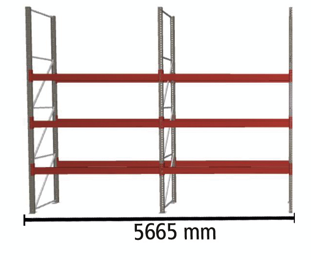 META Palettenregal MULTIPAL für 16 Paletten, 5665 mm breit, 4 Lagerebenen Standard 2 ZOOM