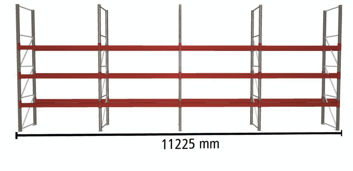 META Palettenregal MULTIPAL für 32 Paletten, 11225 mm breit, 4 Lagerebenen Standard 1 ZOOM