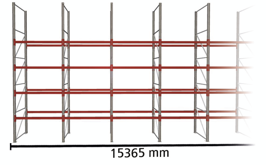 META Palettenregal MULTIPAL für 80 Paletten, 15365 mm breit, 5 Lagerebenen Standard 2 ZOOM