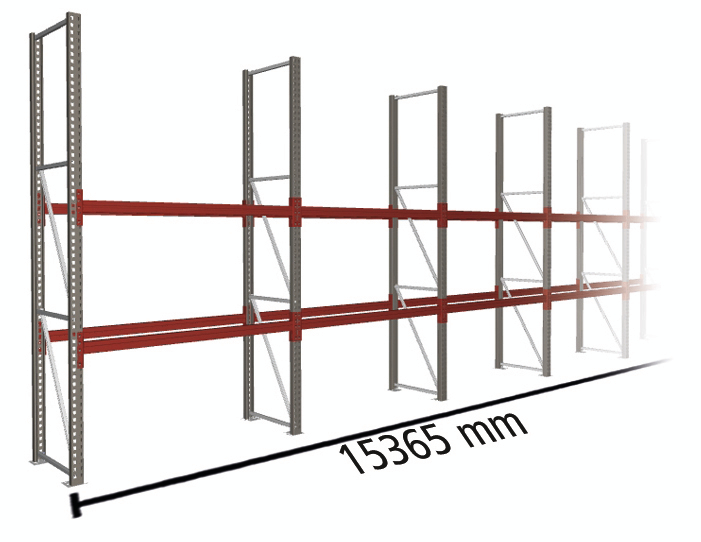 META Palettenregal MULTIPAL für 24 Paletten, 15365 mm breit, 3 Lagerebenen Standard 1 ZOOM
