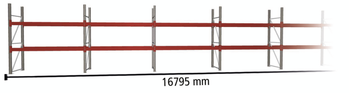 META Palettenregal MULTIPAL für 36 Paletten, 16795 mm breit, 3 Lagerebenen Standard 1 ZOOM