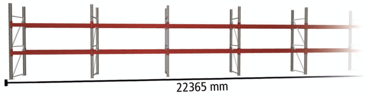 META Palettenregal MULTIPAL für 48 Paletten, 22365 mm breit, 3 Lagerebenen Standard 1 ZOOM