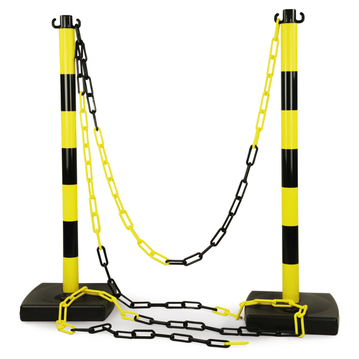 Absperrpfosten PVC mit Kette 2 PVC Pfosten + 5 m Kette gelb/schwarz Standard 1 ZOOM