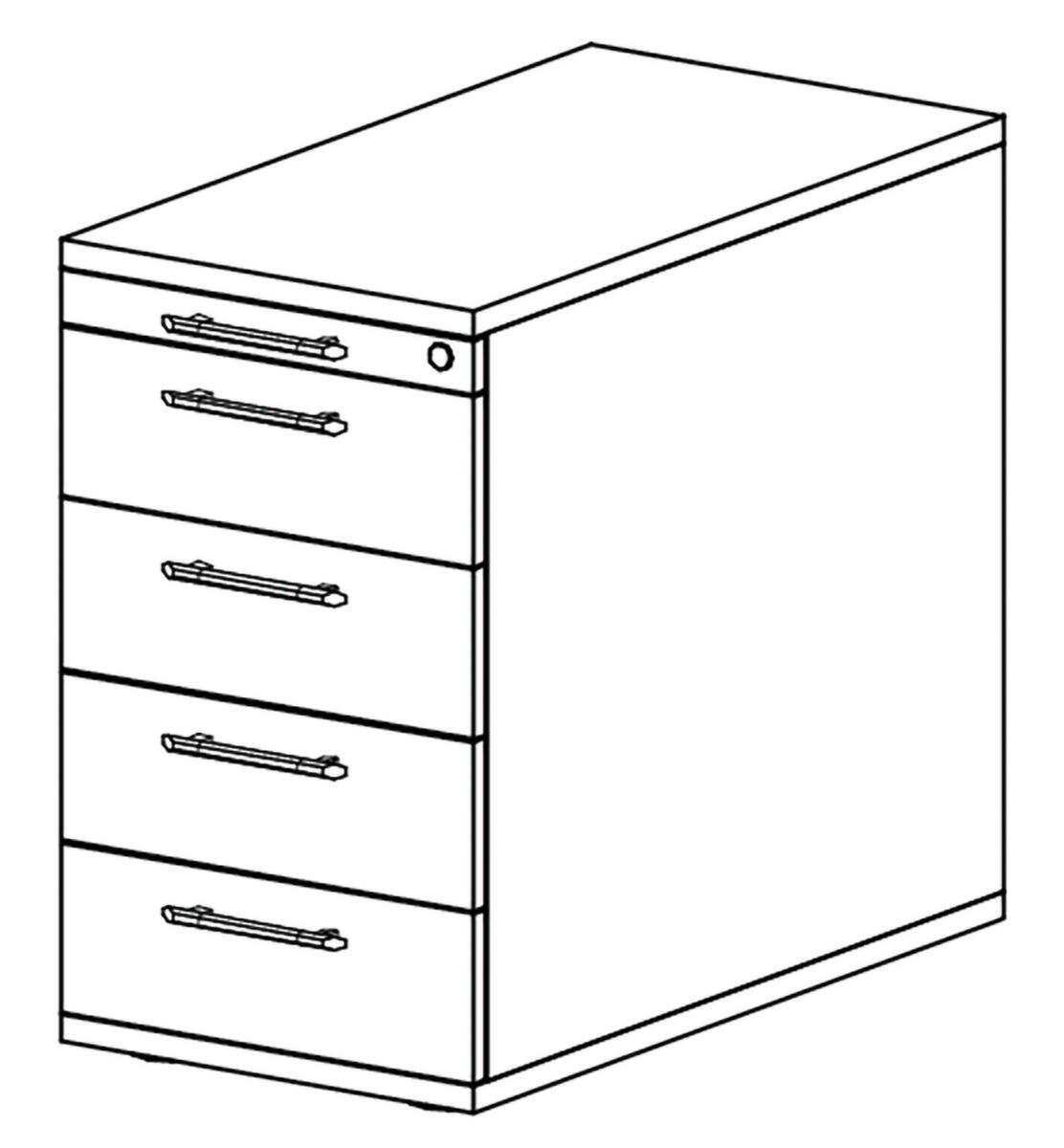 Standcontainer Up and Down, 4 Schublade(n), Eiche/Eiche Technische Zeichnung 1 ZOOM