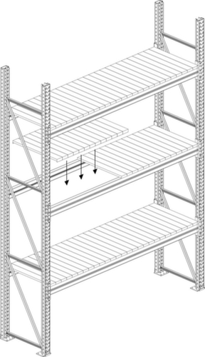 META Étagère MULTIPAL pour rack à palettes, largeur x profondeur 3600 x 1100 mm  L