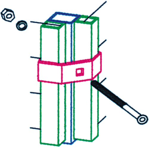 Poste d'angle pour parois de séparation, hauteur 2200 mm  L