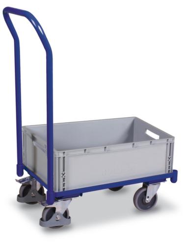 VARIOfit Chariot avec barre de poussée ESD pour bac norme Europe, force 250 kg, plateau longueur x largeur 610 x 415 mm  L