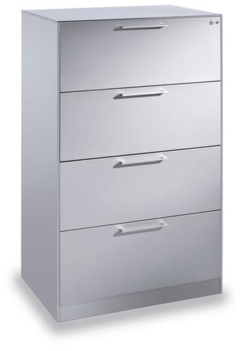 C+P Armoire pour dossiers suspendus avec poignées étrier, 4 extensions, RAL7035 gris clair/gris clair