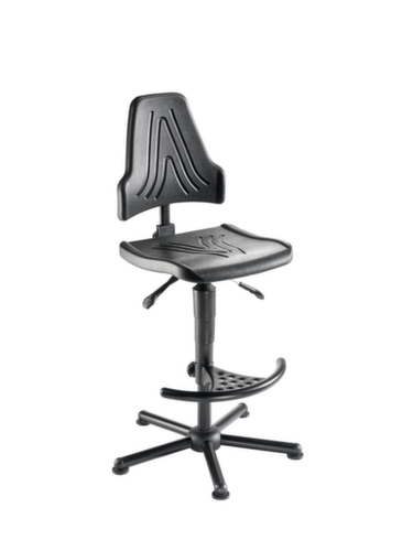 meychair Siège d'atelier haut Workster Komplex W19-25-H-PU-FS3 charge max. 150 kg, assise mousse PU noir, avec patins  L