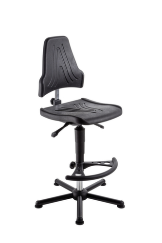 meychair Siège d'atelier ESD haut Workster Komplex W19-25-H-PU-FS7 ESD, assise mousse PU noir, avec patins  L