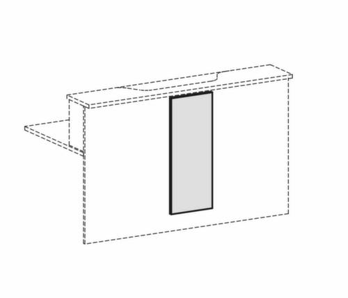 Cache design pour rehausse en saillie de banque d'accueil  L