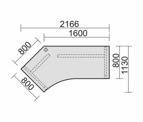 Gera Bureau d'angle Pro avec piètement en C  L