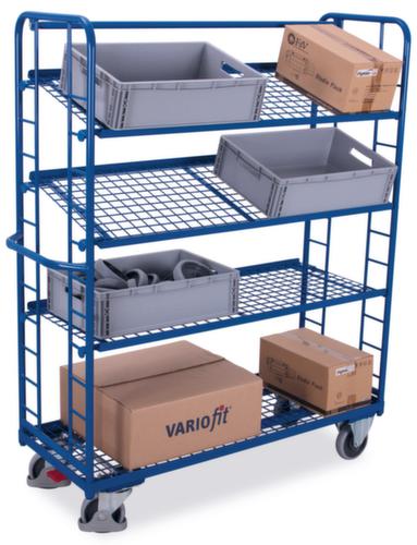 VARIOfit Chariot à étagères avec tablettes grillagées inclinables  L