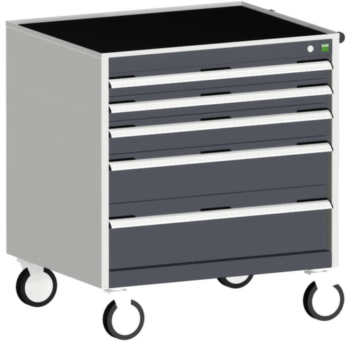 bott Armoire à tiroirs mobile cubio, 5 tiroir(s), RAL7035 gris clair/RAL7016 gris anthracite