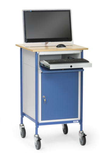 fetra Bureau mobile avec équipement PC, RAL5007 bleu brillant/RAL5007 bleu brillant  L