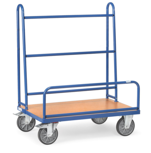 fetra Chariot porte-panneaux avec cadre d'appui pour utilisation unilatérale, force 600 kg, plateau longueur x largeur 1070 x 435 mm  L