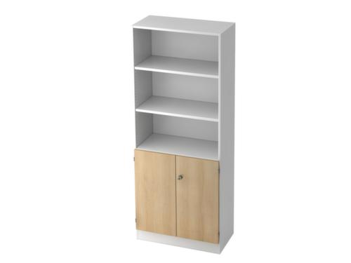 Armoire combinée Sina avec 2 portes et 3 compartiments, 5 hauteurs des classeurs, blanc/chêne