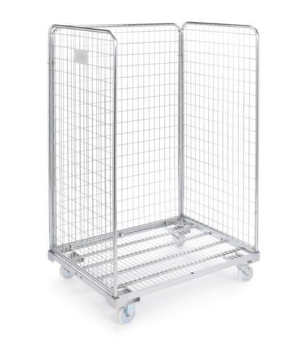 Conteneur à roulettes avec 3 parois grillagées, force 500 kg, longueur x largeur 1200 x 800 mm