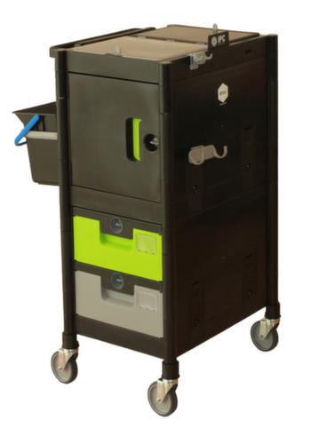 Harema Chariot de nettoyage Black is Green Brix Compact avec armoire et tiroirs, 2x6 l seau en noir  L