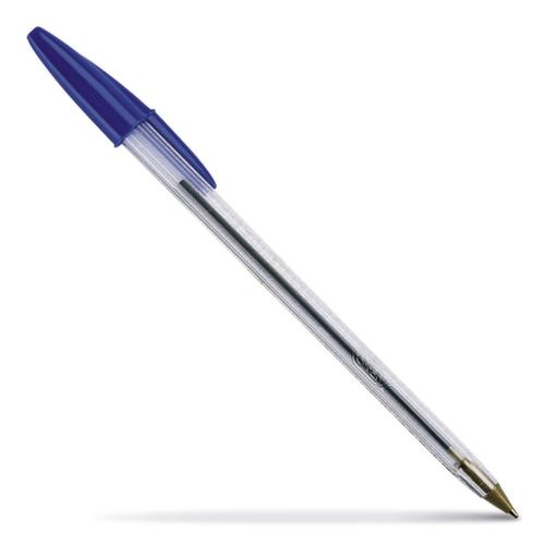 BIC® Stylo à bille Cristal, couleur de police bleu, tige transparent  L