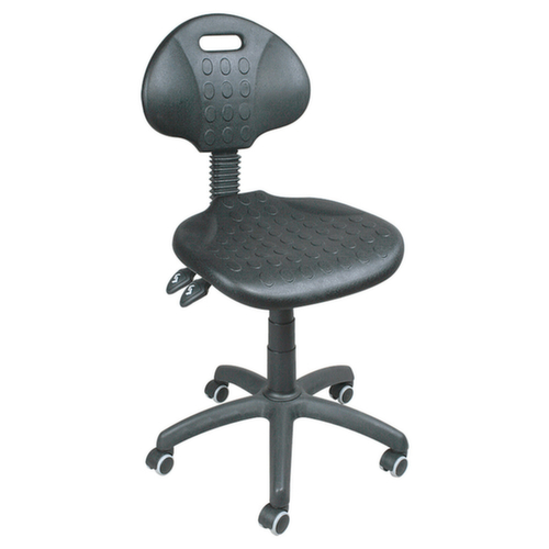 siège d'atelier pivotant très robuste, assise mousse PU noir, avec 5 roulettes  L