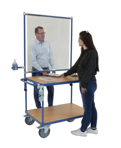 fetra Chariot de table avec équipement de protection contre les infections 1000x700 mm, force 600 kg, 2 plateaux  L