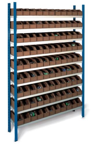 Rayonnage de stockage avec bacs compartimentables en carton