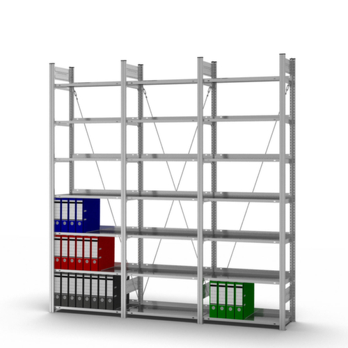 hofe Rayonnage sans boulons pour classeurs élément suivant, 7 tablettes, avec revêtement en zinc anti-corrosion  L