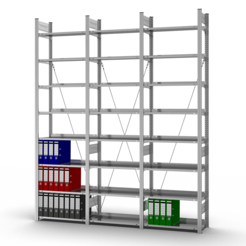 hofe Rayonnage sans boulons pour classeurs élément suivant, 8 tablettes, avec revêtement en zinc anti-corrosion  L