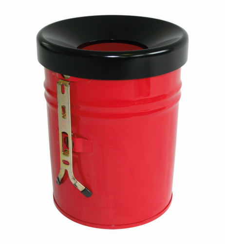 Poubelle antifeu FIRE EX pour fixation murale, 16 l, rouge, partie supérieure noir  L