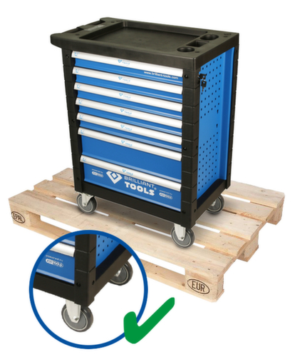 Brilliant Tools BLEU/ARGENT Chariot d'atelier avec 7 tiroirs et 207 outils haut de gamme L