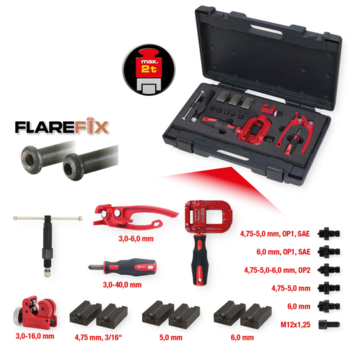 KS Tools FLAREFIX 1 Jeu d'outils universels pour l'évasement des conduites de frein avec broche hydraulique  L