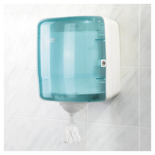 Distributeur de rouleaux de serviettes, plastique, turquoise/blanc  L