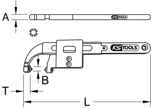 KS Tools Clé à crochet articulée avec goupille  L