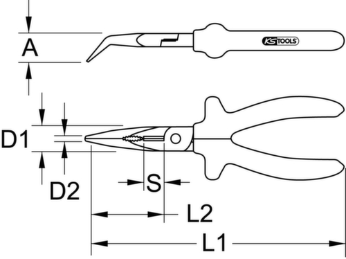 KS Tools BERYLLIUMplus pince téléphonique coudée 180 mm  L