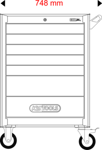 KS Tools ECOline BLACK/ROT Chariot d'atelier avec 7 tiroirs et 215 outils haut de gamme Missing translation L