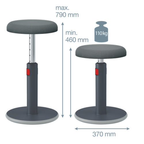 Leitz tabouret assis-debout Ergo Cosy Aktiv, assise gris, partie inférieure du pied antidérapante  L