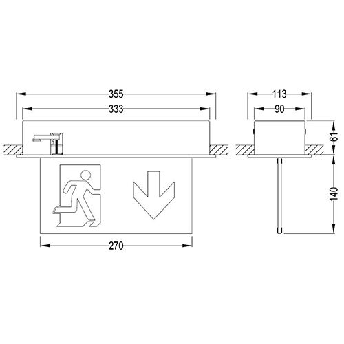 B-Safety Lampe de signalisation DEL L-LUX Standard, fixation Pour montage au plafond  L