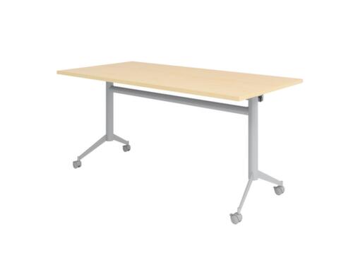 Table pliante roulante, hauteur x largeur x profondeur 750 x 1600 x 800 mm, panneau érable