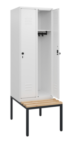 C+P Armoire vestiaire Classic Plus avec banc, largeur de compartiment 300 mm  L