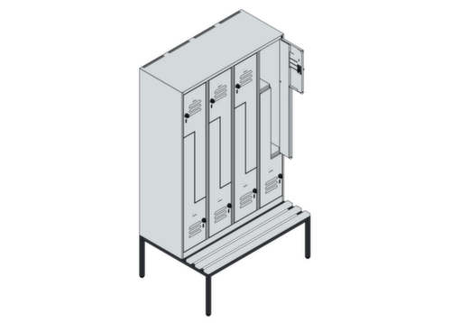 C+P Armoire vestiaire Z Classic Plus avec banc intégré, largeur de compartiment 300 mm  L