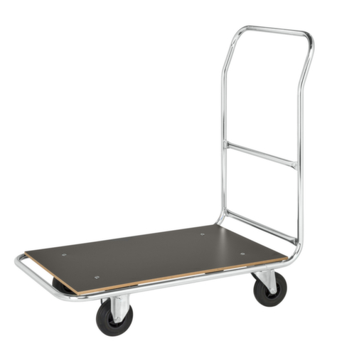 Kongamek Chariot avec barre de poussée, force 250 kg, plateau longueur x largeur 800 x 500 mm  L